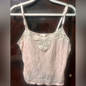 VINTAGE ABERCROMBIE PINK PEARL LACE TOP SIZE M